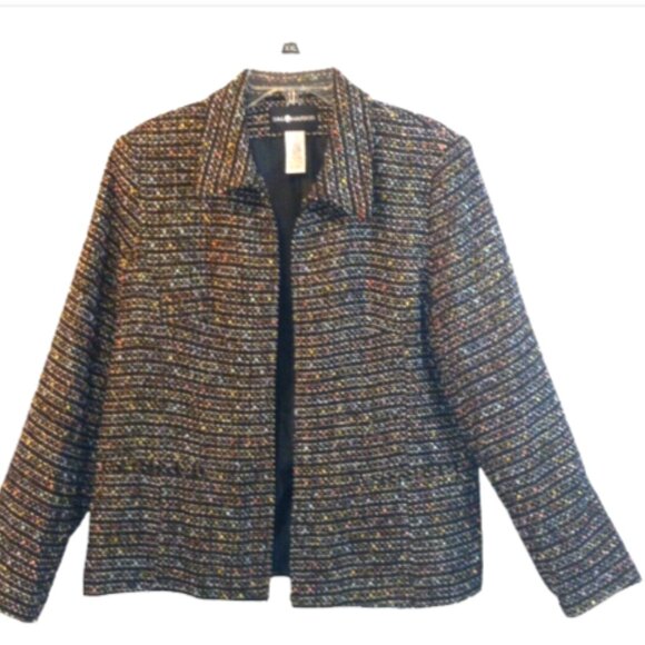 SAG HARBOR Women’s Jacket Size 14 Multi-Color Tweed Zip-Up Lined Blazer Coat - Picture 9 of 13